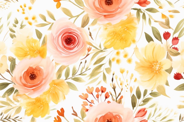 Elegant Watercolor Floral Seamless Patterns Seamless Beauty Watercolor Blossoms