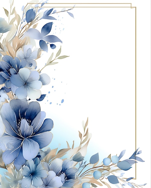 Elegant Watercolor Frame with Floral Design