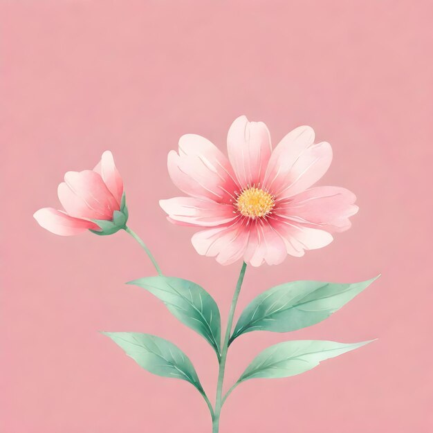 Elegant Watercolor Pink Floral Vector