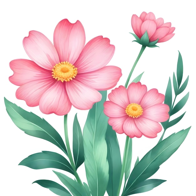 Photo elegant watercolor pink floral vector