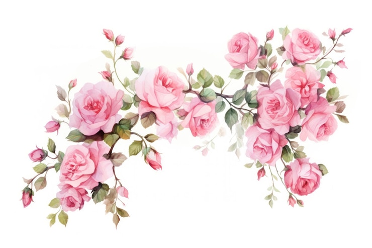 Photo elegant watercolor pink roses