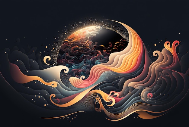 Elegant wave inspired abstract illustration design