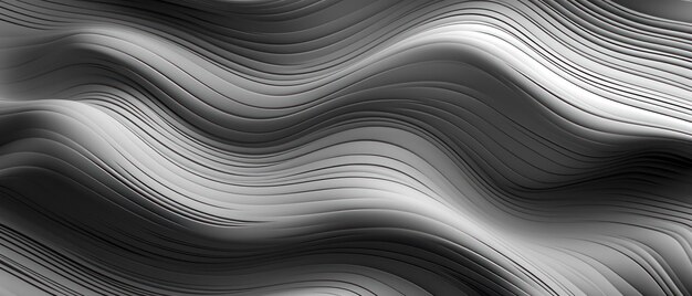 Foto elegante composizione ondulata di curve argentate su uno sfondo bianco e nero