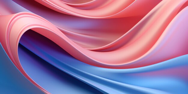 Elegant wavy formations of ribbons in a surreal 3D landscape AI generative