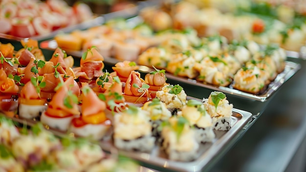 Elegant wedding buffet catering spread