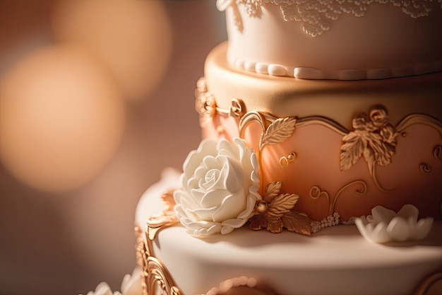 Elegant Wedding cake Illustration AI Generative