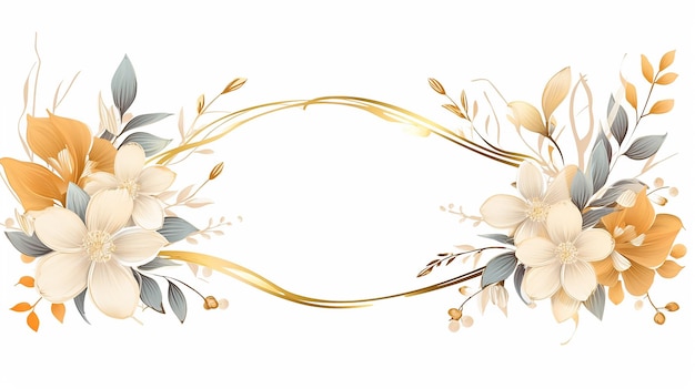 Элегантная свадебная рама золотая природа с изолированным белым фоном