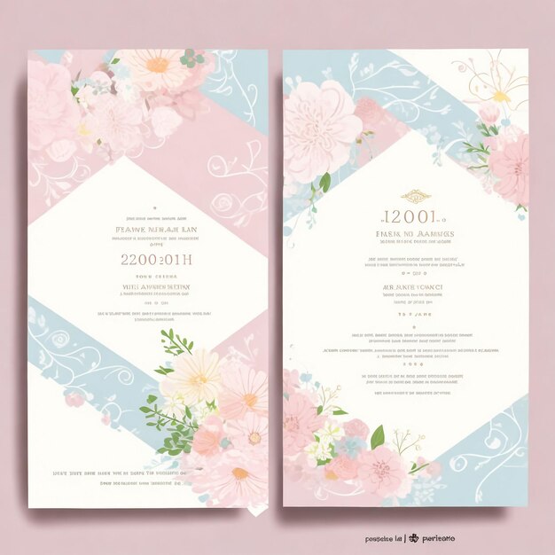 꽃 과 잎 템플릿 을 가진 우아 한 결혼식 초대 카드