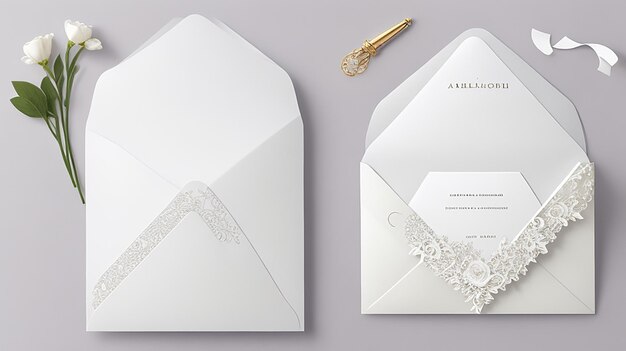 Photo elegant wedding invitation mockup