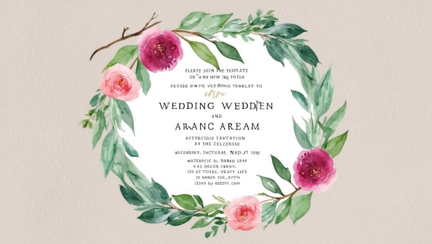 elegant wedding invitation template with hand painted floral watercolor design