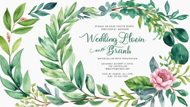 elegant wedding invitation template with hand painted floral watercolor design