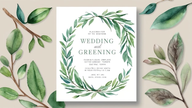 elegant wedding invitation template with hand painted floral watercolor design