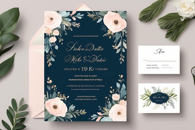 Photo elegant wedding invitation template