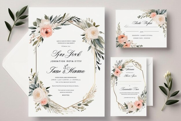 Photo elegant wedding invitation template