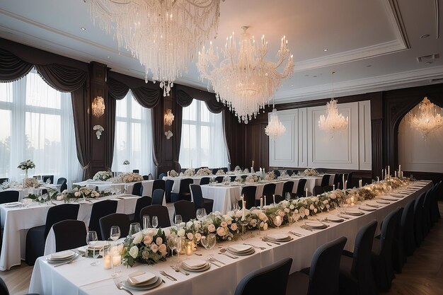 Elegant wedding reception at the restaurant