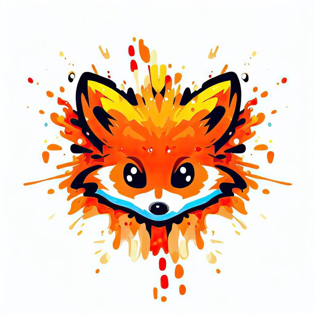 Elegant Whiskers Fox Face in Vector Splash Generative AI