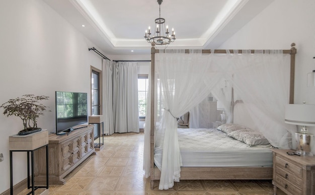 elegant white bedroom interior