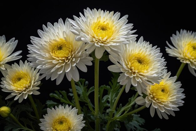 Photo elegant white chrysanthemum on dark background