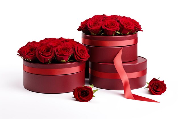 Elegant White Gift Boxes with Roses