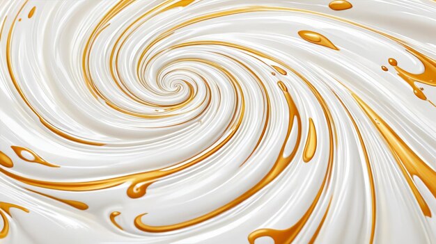 Photo elegant white and gold swirl background with liquid