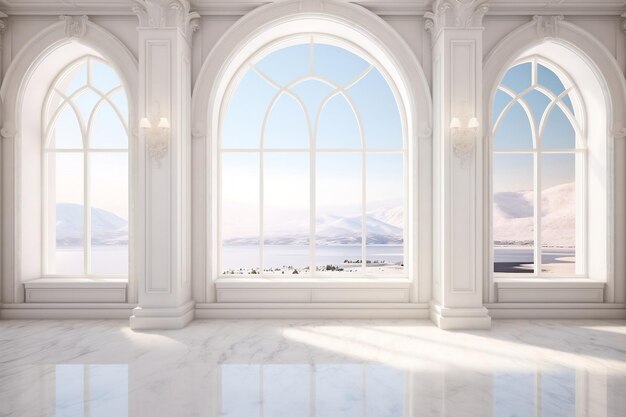 Elegant White Interior with Sunlight Generative Ai