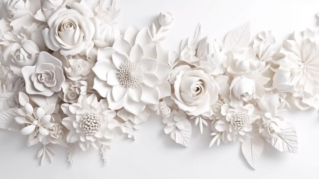 Elegant white paper cut flowers