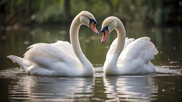 Elegant White Swan Pair