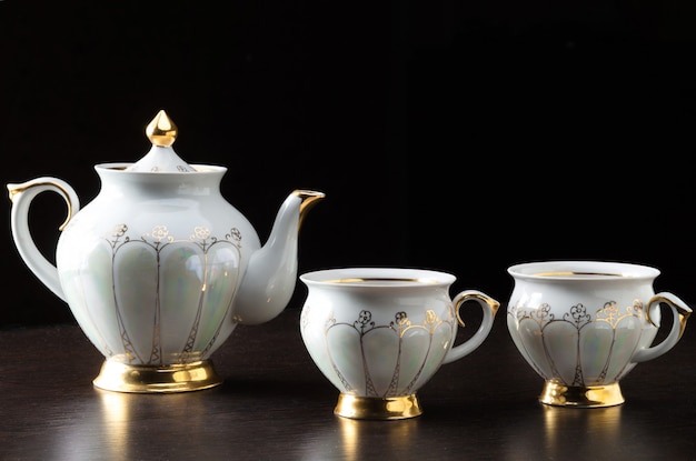 Elegant white tea set