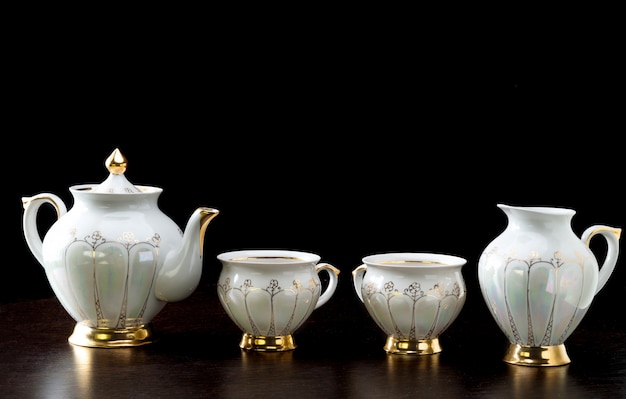 Elegant white tea set