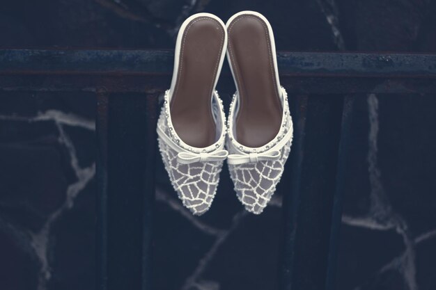 Elegant white wedding shoes