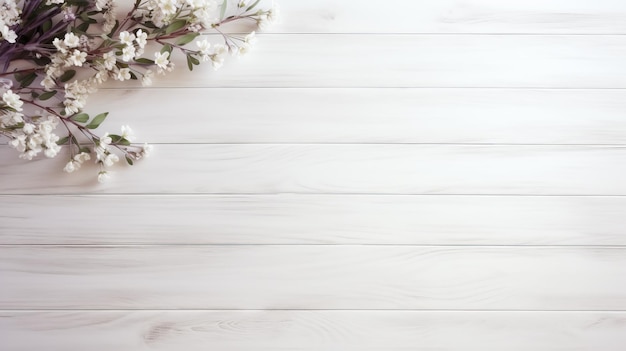 花とエレガントな白い木製のテーブル高品質 UHD 画像