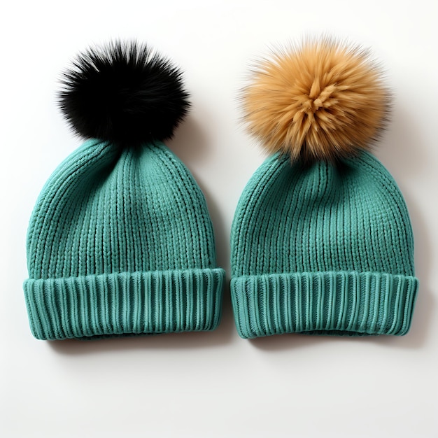 Elegant Winter Hats for Children With Faux Fur Pom Pom Teal Color oncreative concept ideas design