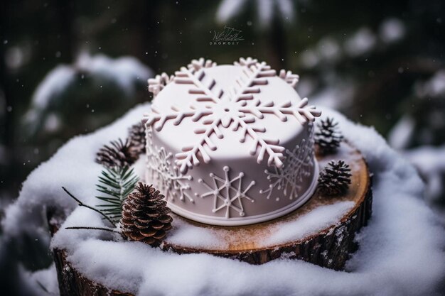 Elegant winter snowflake cake with intricate sugar designs