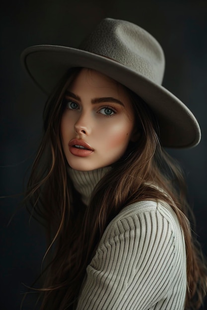 Elegant Woman in Black Hat