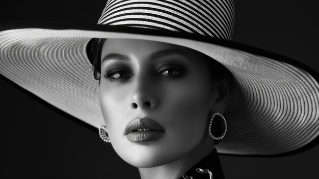 Photo elegant woman in black and white high fashion portrait