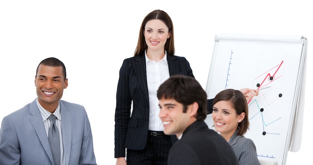 Elegant woman doing a presentation