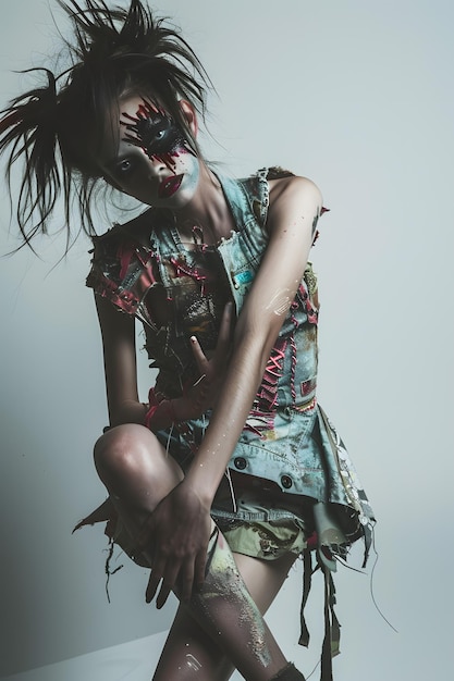 Photo elegant woman in floral dress