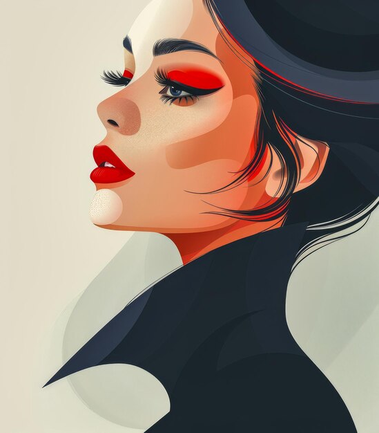 Elegant woman illustration outlining her mystical beauty