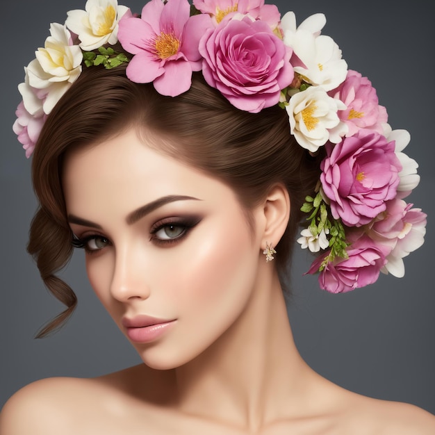 elegant woman illustration woman with flowers