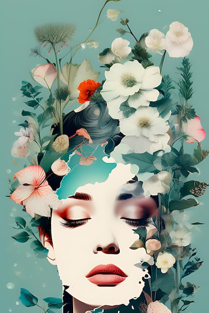 Elegant woman poster with flowers