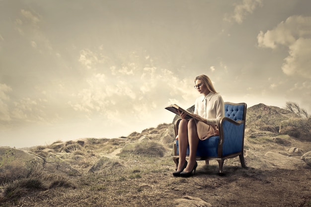 Elegant woman reading 