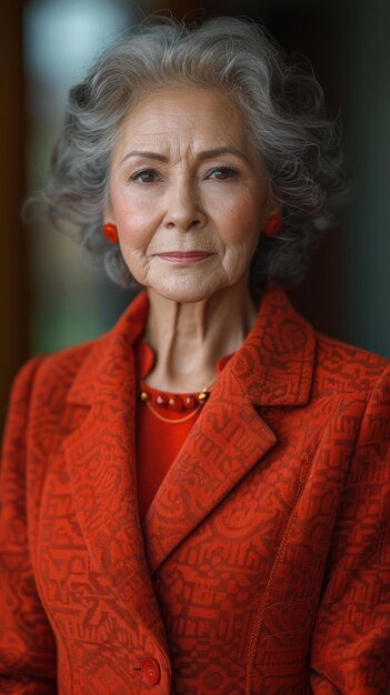 Elegant Woman in Stylish Red Jacket