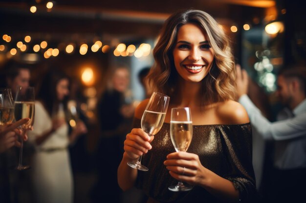 Elegant Woman Toasting in Celebration