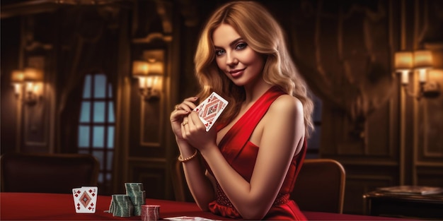 elegant woman with casino games illustration