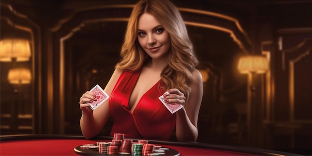 elegant woman with casino games illustration