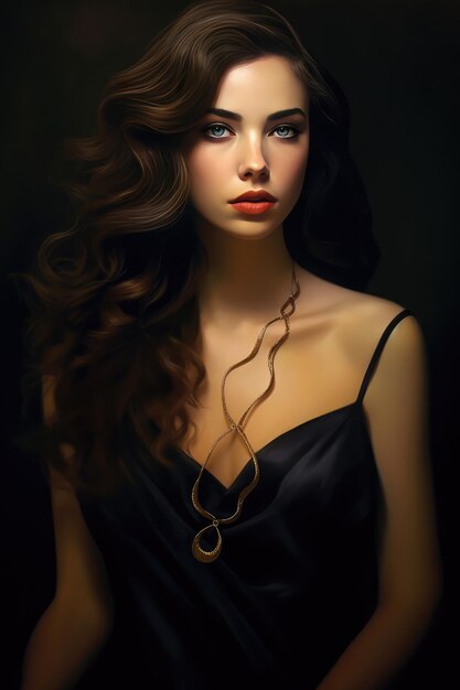 Elegant Woman with Long Curls