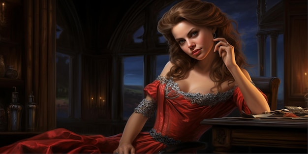 Elegant woman with poker flyer illustration