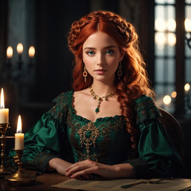 elegant woman with red hair