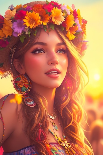 Elegant Women Illustration Digital Painting of women in spring season