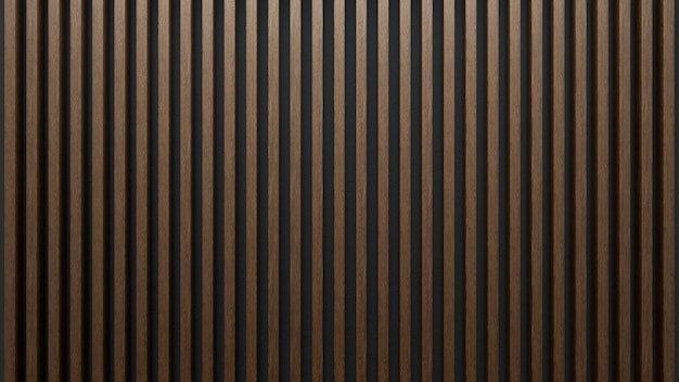 Elegant of wooden slats over dark wall. Mahogany sheets.